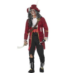 Deluxe Zombie Pirate Captain Costume, Latex