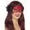 Embroidered Lace Filigree Devil Eyemask, Red & Bla