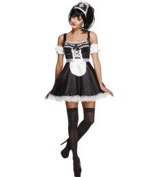Fever Flirty French Maid Costume, Black