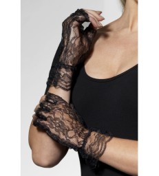 Fingerless Lace Gloves, Black