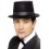 Flocked Topper Hat, Black