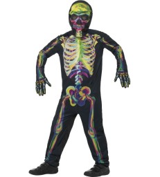 Glow in the Dark Skeleton Costume, Multi-Coloured