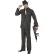 Gold Pinstripe Gangster Costume, Black