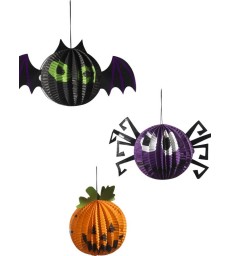 Hanging Halloween Paper Decorations, Set of 3