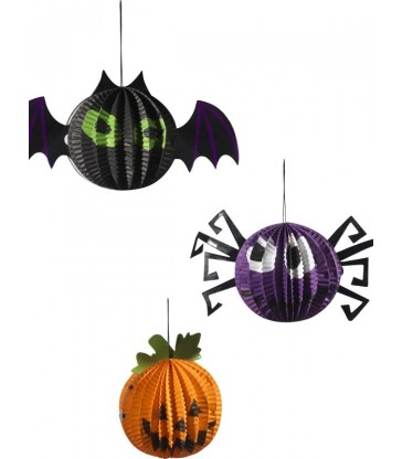 Hanging Halloween Paper Decorations, Set of 3