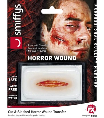 Horror Wound Transfer, Cut & Slashed Wound