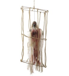 Animated Hanging Caged Skeleton Decoration