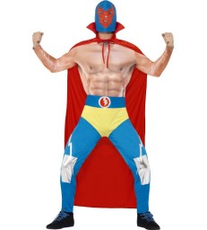 Mexican Wrestler Costume, Red & Blue