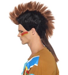 Native American Inspired Male Mohican Wig, Brown