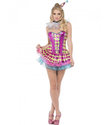 Neon Harlequin Clown Costume