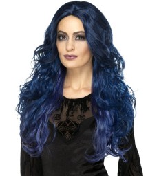 Occult Witch Siren Wig, Blue & Black