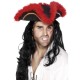 Pirate Tricorn Hat, Red Feather