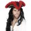 Pirate Tricorn Hat, Red Feather, Black