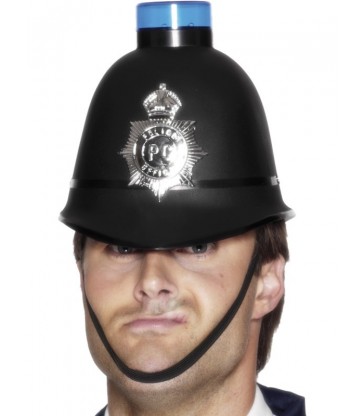 Police Helmet with Flashing Siren Light