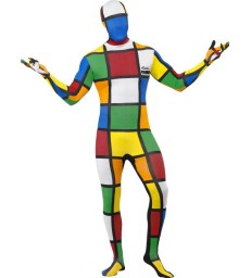 Rubik's Cube Second Skin Costume, Multi-Coloured