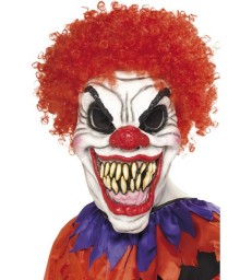 Scary Clown Mask, White & Red