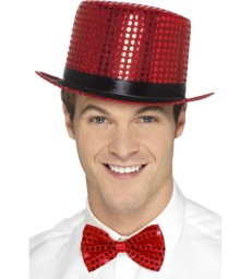Sequin Top Hat, Red