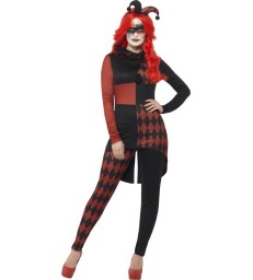 Sinister Jester Costume, Black & Red