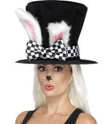 Tea Party March Hare Top Hat, Black & White