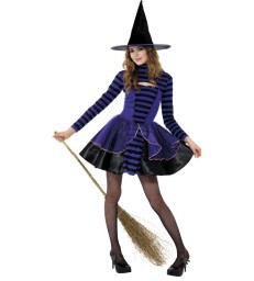 Teen Stripe Dark Fairy Costume, Purple & Black