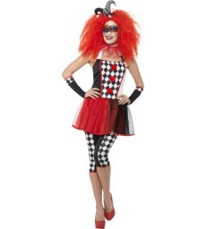 Twisted Harlequin Costume, Black & Red