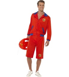 Baywatch Beach Men's Lifeguard Costume, Red