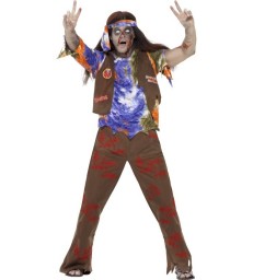 Zombie 60s Hippie Costume, Multi-Coloured