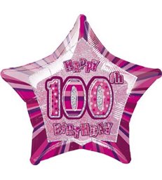 20" PKG PINK STAR PRISM 100 FOIL BALLOON