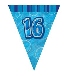 BLUE GLITZ 16 FLAG BANNER 9FT