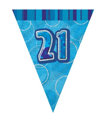 BLUE GLITZ 21 FLAG BANNER 9FT