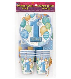 FIRST BIRTHDAY BLUE PARTY PAK FOR 8
