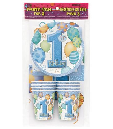 FIRST BIRTHDAY BLUE PARTY PAK FOR 8