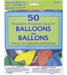 50 12" PASTEL PEARLISED ASSORTED BALLOONS