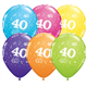 Age 40 Pack of 6 11" assorted coloured balloons