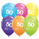 Age 50 Pack of 6 11" assorted coloured balloons