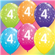 Age 4 Pack of 6 11" assorted coloured balloons