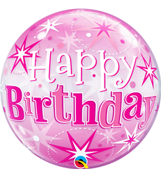 Birthday Pink Starburst Sparkle 22" balloon