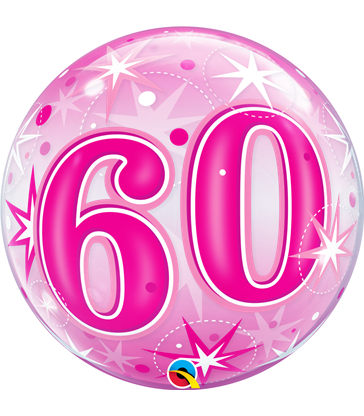60 Pink Starburst Sparkle 22" balloon