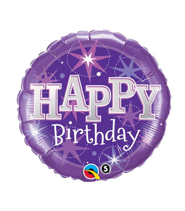 Birthday Purple Sparkle 18" balloon