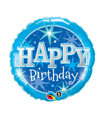 Birthday Blue Sparkle 18" balloon