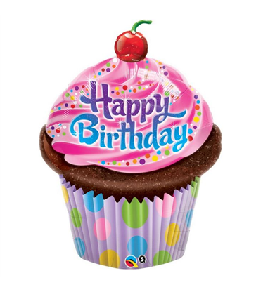 Birthday Frosted Cupcake 35" balloon