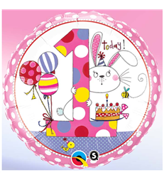 Rachel Ellen - Age 1 Bunny Polka Dots 18" balloon
