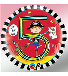 Rachel Ellen - Age 5 Pirate Stripes 18" balloon