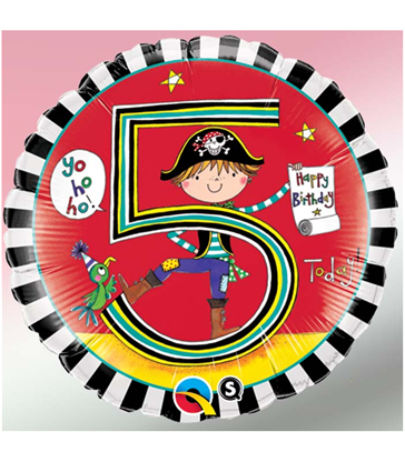 Rachel Ellen - Age 5 Pirate Stripes 18" balloon
