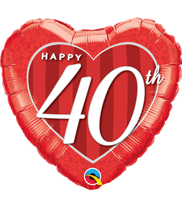 Happy 40th Damask Heart 18" balloon