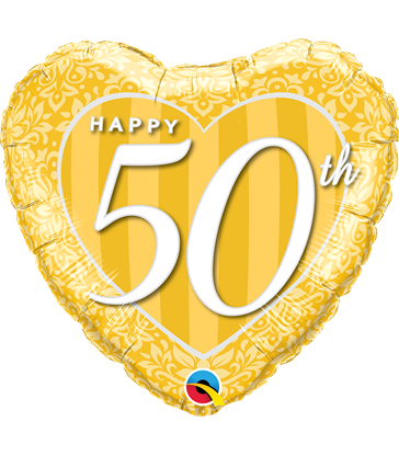 Happy 50th Damask Heart 18" balloon