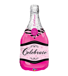 Celebrate Pink Bubbly Wine Bottle 39" balloon