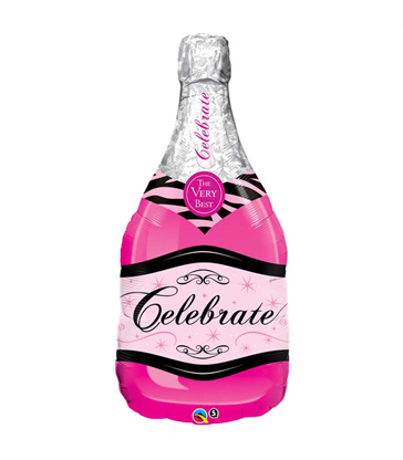 Celebrate Pink Bubbly Wine Bottle 39" balloon