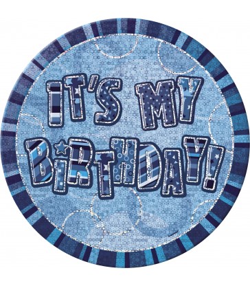 BLUE GLITZ 6'' BADGE- BIRTHDAY