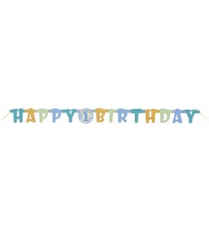 FIRST BIRTHDAY BLUE JOINTED BANNER